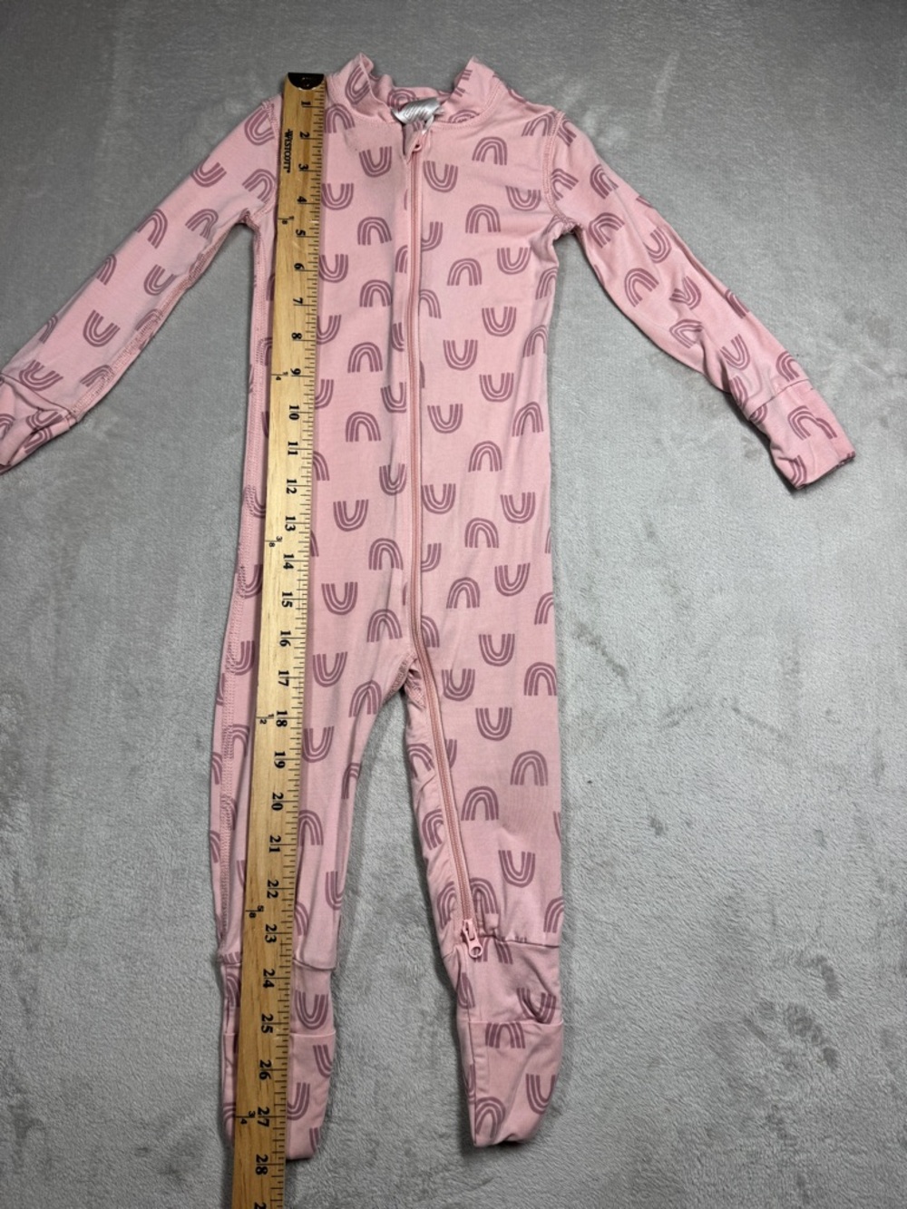 Hanna Andersson Layette Tencel Print Sleeper Blush Pink Rainbow Footie 12-18 M - Picture 5 of 16